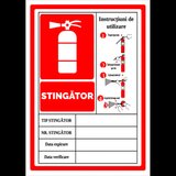 Semn pentru stingator cu instructiuni de utilizare